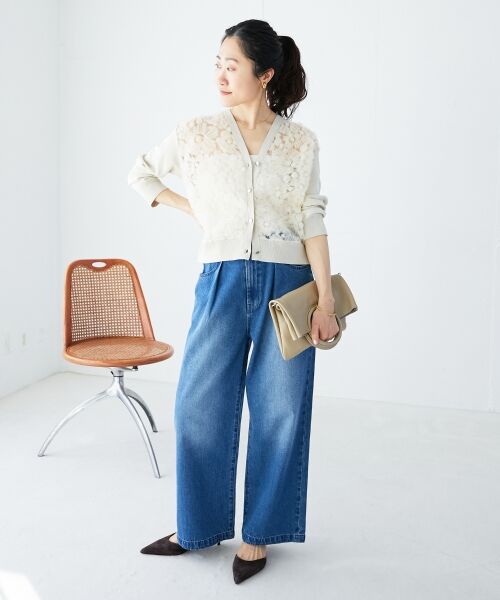 le.coeur blanc / ルクールブラン カーディガン・ボレロ | 《WEB限定アイテム》チュール刺繍Vネックカーディガン | 詳細13