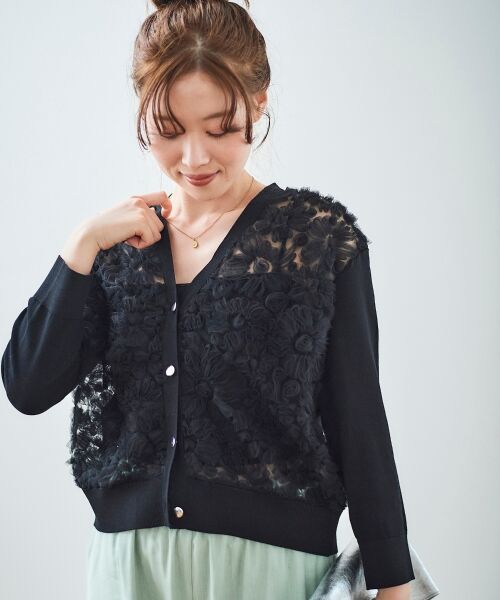 le.coeur blanc / ルクールブラン カーディガン・ボレロ | 《WEB限定アイテム》チュール刺繍Vネックカーディガン | 詳細17