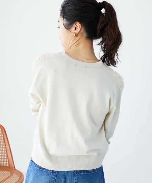 le.coeur blanc / ルクールブラン カーディガン・ボレロ | 《WEB限定アイテム》チュール刺繍Vネックカーディガン | 詳細8