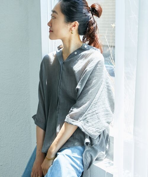 le.coeur blanc / ルクールブラン シャツ・ブラウス | 《WEB限定アイテム》バンドカラーガーゼブラウス | 詳細11