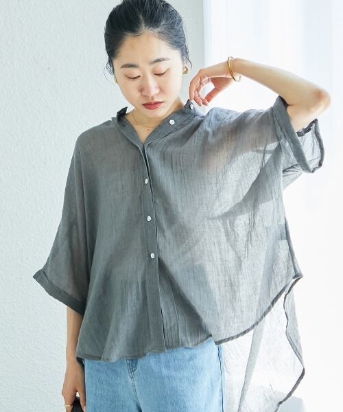 le.coeur blanc / ルクールブラン シャツ・ブラウス | 《WEB限定アイテム》バンドカラーガーゼブラウス | 詳細12