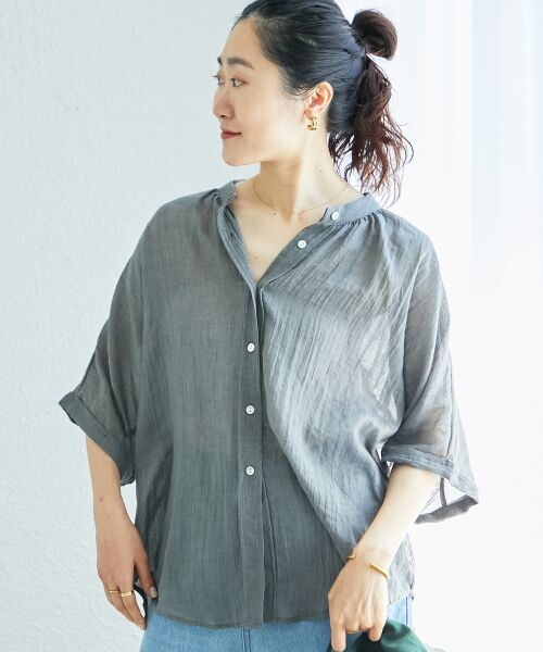 le.coeur blanc / ルクールブラン シャツ・ブラウス | 《WEB限定アイテム》バンドカラーガーゼブラウス | 詳細13