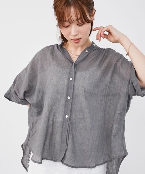 le.coeur blanc / ルクールブラン シャツ・ブラウス | 《WEB限定アイテム》バンドカラーガーゼブラウス | 詳細2