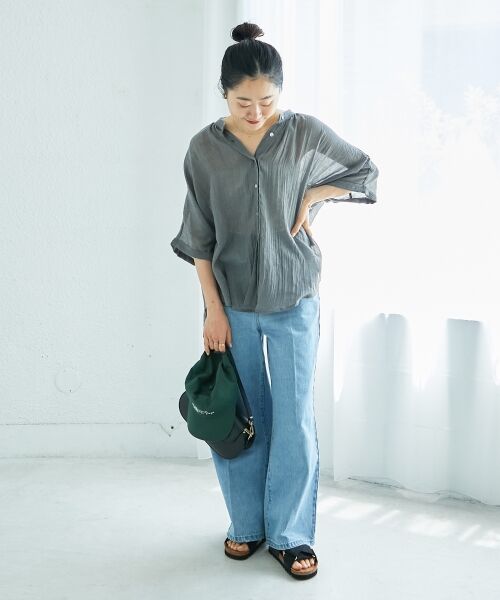 le.coeur blanc / ルクールブラン シャツ・ブラウス | 《WEB限定アイテム》バンドカラーガーゼブラウス | 詳細21