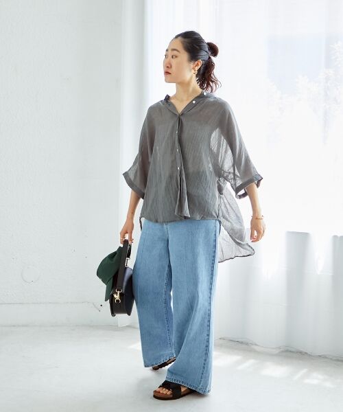 le.coeur blanc / ルクールブラン シャツ・ブラウス | 《WEB限定アイテム》バンドカラーガーゼブラウス | 詳細22