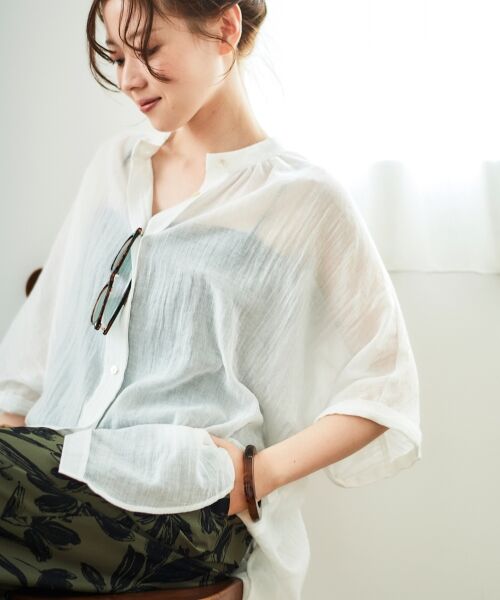 le.coeur blanc / ルクールブラン シャツ・ブラウス | 《WEB限定アイテム》バンドカラーガーゼブラウス | 詳細24