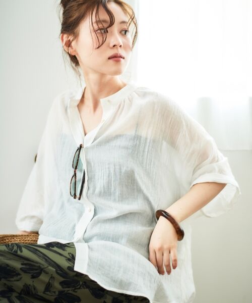 le.coeur blanc / ルクールブラン シャツ・ブラウス | 《WEB限定アイテム》バンドカラーガーゼブラウス | 詳細25