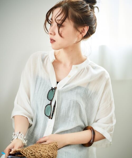 le.coeur blanc / ルクールブラン シャツ・ブラウス | 《WEB限定アイテム》バンドカラーガーゼブラウス | 詳細29