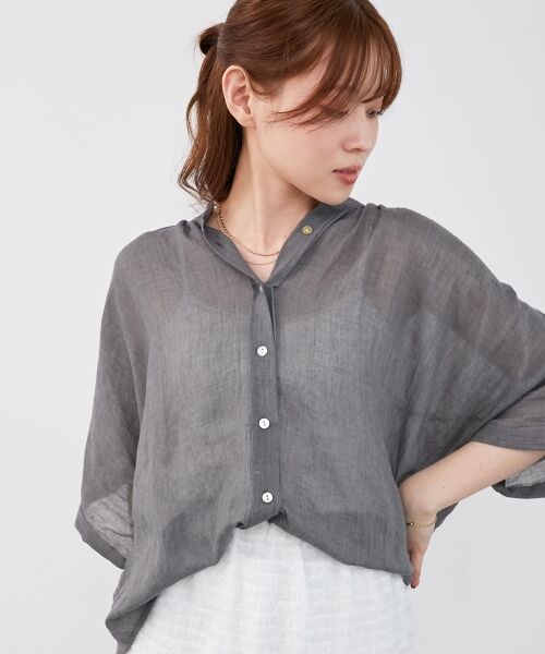 le.coeur blanc / ルクールブラン シャツ・ブラウス | 《WEB限定アイテム》バンドカラーガーゼブラウス | 詳細3