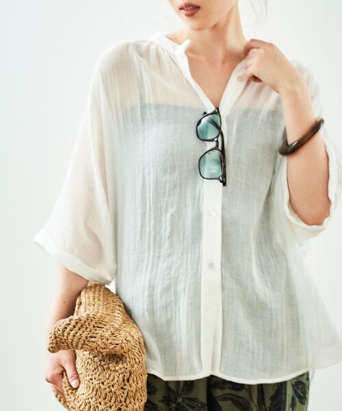 le.coeur blanc / ルクールブラン シャツ・ブラウス | 《WEB限定アイテム》バンドカラーガーゼブラウス | 詳細30