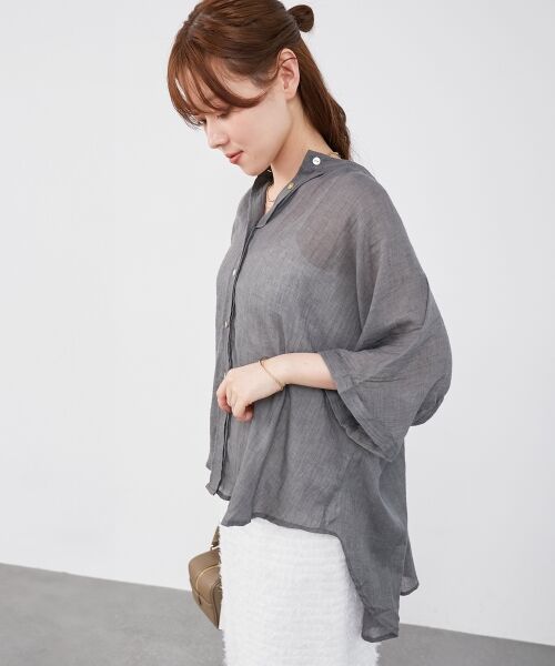 le.coeur blanc / ルクールブラン シャツ・ブラウス | 《WEB限定アイテム》バンドカラーガーゼブラウス | 詳細5