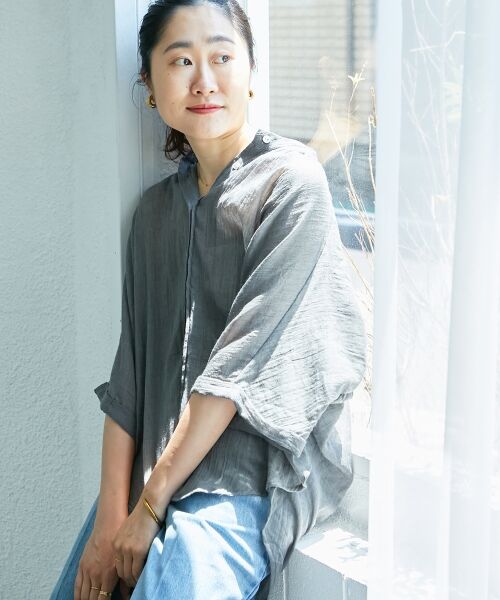 le.coeur blanc / ルクールブラン シャツ・ブラウス | 《WEB限定アイテム》バンドカラーガーゼブラウス | 詳細9