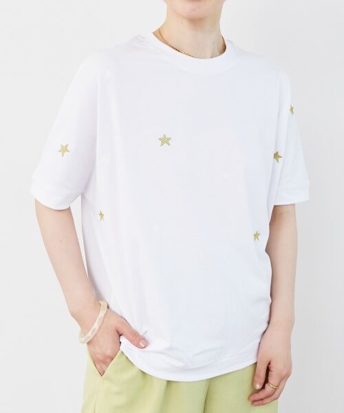 le. coeur blanc/ルクールブラン 《一部店舗/WEB限定》【vaneum】スター刺繍Tシャツ ホワイト 38 le. coeur blanc/ルクールブラン 《一部店舗/WEB限定》【vaneum】スター刺繍Tシャツ ホワイト 38