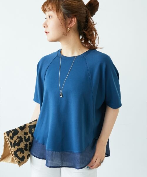 le.coeur blanc / ルクールブラン カットソー | 《手洗い可能》ラグラン布帛キリカエプルオーバー | 詳細19