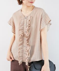 le.coeur blanc / ルクールブラン シャツ・ブラウス | ストライプフロントフリルブラウス