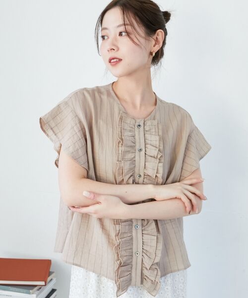 le.coeur blanc / ルクールブラン シャツ・ブラウス | ストライプフロントフリルブラウス | 詳細14