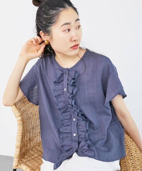 le.coeur blanc / ルクールブラン シャツ・ブラウス | ストライプフロントフリルブラウス | 詳細19