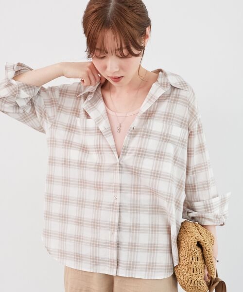 le.coeur blanc / ルクールブラン シャツ・ブラウス | 《手洗い可能》シアーチェック2wayシャツ | 詳細3