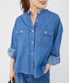 le.coeur blanc / ルクールブラン シャツ・ブラウス | 《軽い素材》スタンドネックパールボタンシャツ