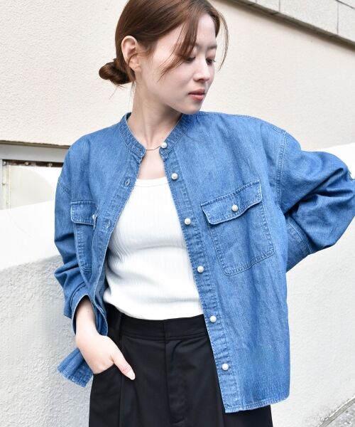 le.coeur blanc / ルクールブラン シャツ・ブラウス | 《軽い素材》スタンドネックパールボタンシャツ | 詳細10