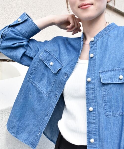 le.coeur blanc / ルクールブラン シャツ・ブラウス | 《軽い素材》スタンドネックパールボタンシャツ | 詳細11