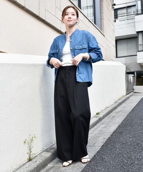 le.coeur blanc / ルクールブラン シャツ・ブラウス | 《軽い素材》スタンドネックパールボタンシャツ | 詳細13