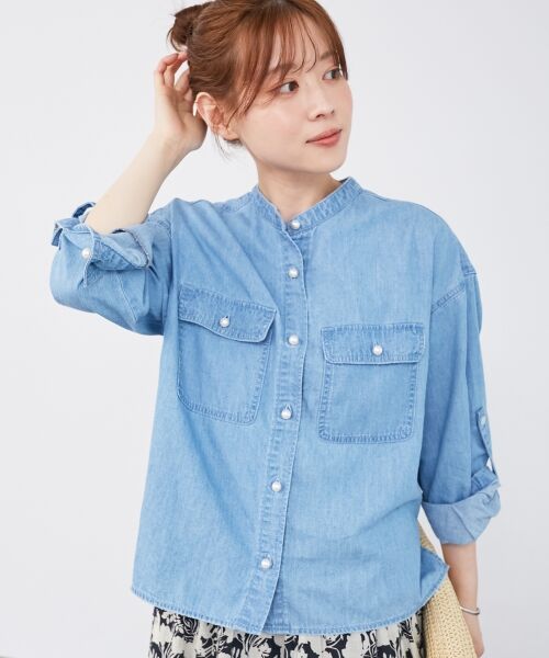 le.coeur blanc / ルクールブラン シャツ・ブラウス | 《軽い素材》スタンドネックパールボタンシャツ | 詳細18