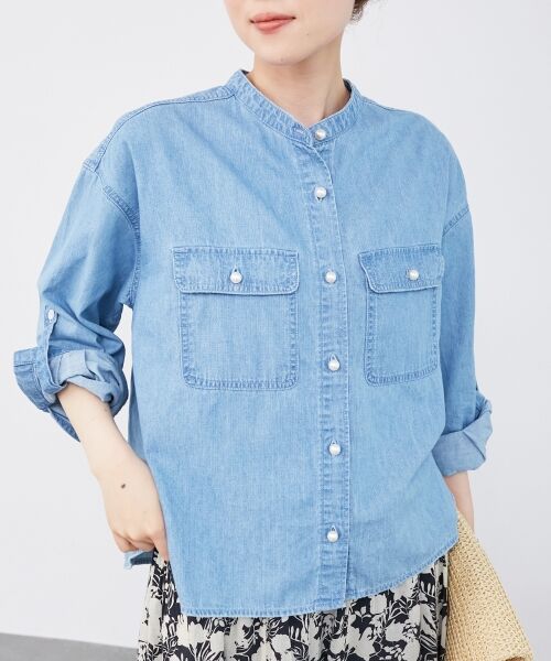 le.coeur blanc / ルクールブラン シャツ・ブラウス | 《軽い素材》スタンドネックパールボタンシャツ | 詳細19