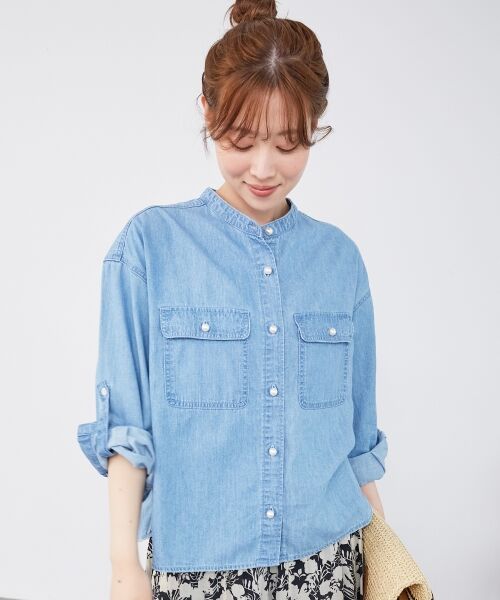 le.coeur blanc / ルクールブラン シャツ・ブラウス | 《軽い素材》スタンドネックパールボタンシャツ | 詳細20