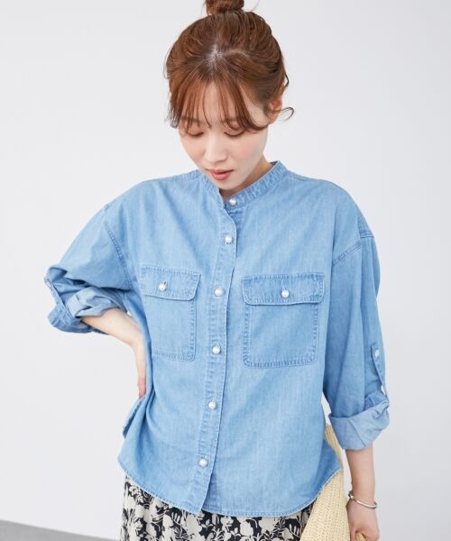 le.coeur blanc / ルクールブラン シャツ・ブラウス | 《軽い素材》スタンドネックパールボタンシャツ | 詳細21