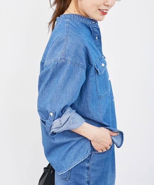 le.coeur blanc / ルクールブラン シャツ・ブラウス | 《軽い素材》スタンドネックパールボタンシャツ | 詳細3