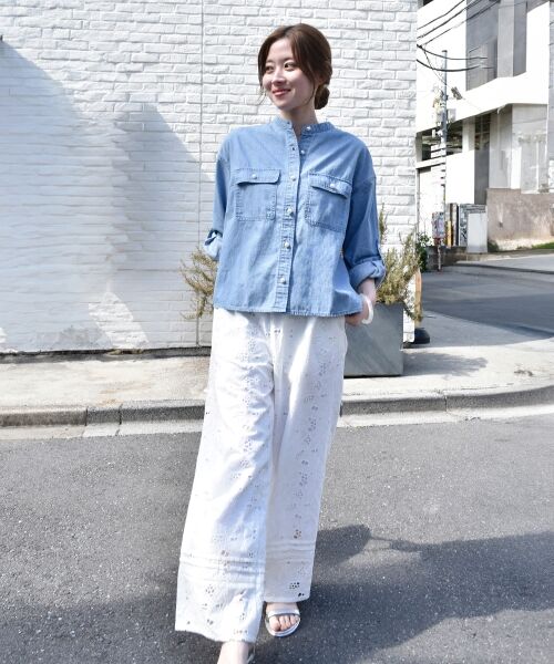 le.coeur blanc / ルクールブラン シャツ・ブラウス | 《軽い素材》スタンドネックパールボタンシャツ | 詳細30