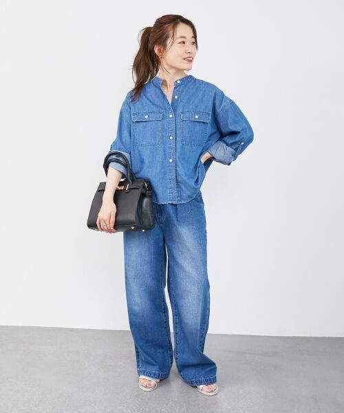 le.coeur blanc / ルクールブラン シャツ・ブラウス | 《軽い素材》スタンドネックパールボタンシャツ | 詳細7