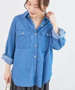 le.coeur blanc / ルクールブラン シャツ・ブラウス | 《軽いシャツ素材》パールボタンデニムシャツ
