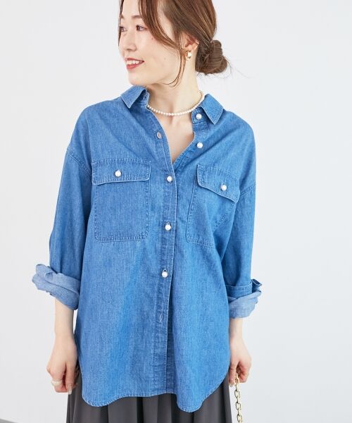 le.coeur blanc / ルクールブラン シャツ・ブラウス | 《軽いシャツ素材》パールボタンデニムシャツ | 詳細17
