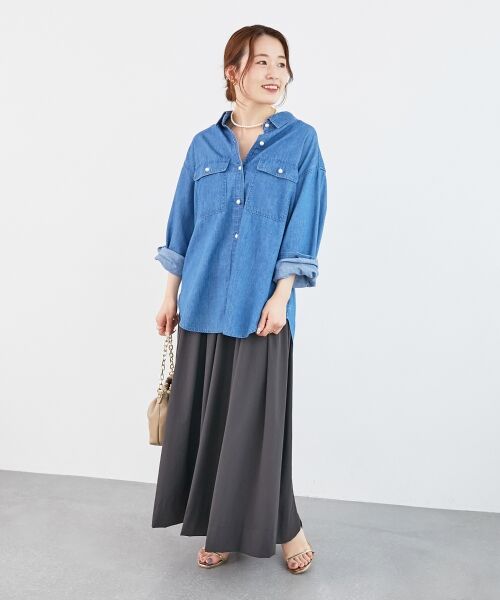 le.coeur blanc / ルクールブラン シャツ・ブラウス | 《軽いシャツ素材》パールボタンデニムシャツ | 詳細20