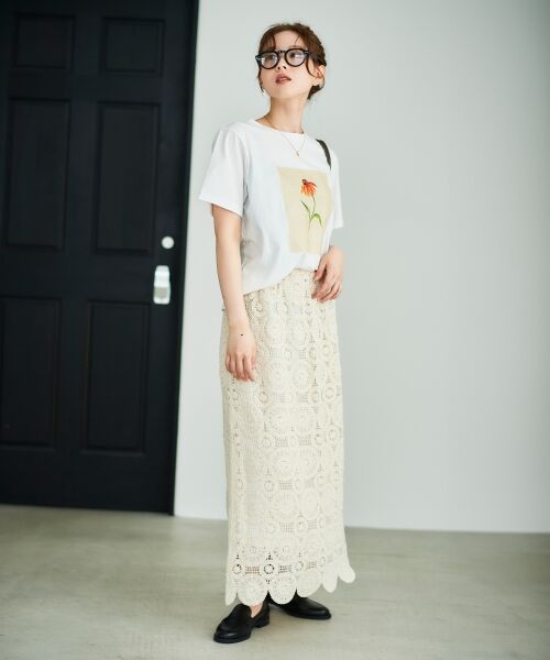 le.coeur blanc / ルクールブラン ロング・マキシ丈スカート | 《手洗い可能》カギ針レースウエストリブスカート | 詳細12