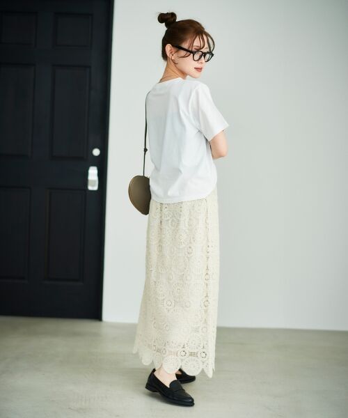 le.coeur blanc / ルクールブラン ロング・マキシ丈スカート | 《手洗い可能》カギ針レースウエストリブスカート | 詳細13