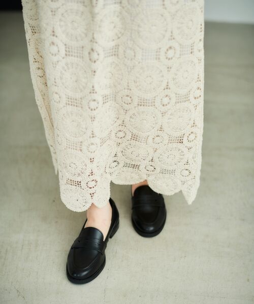 le.coeur blanc / ルクールブラン ロング・マキシ丈スカート | 《手洗い可能》カギ針レースウエストリブスカート | 詳細2