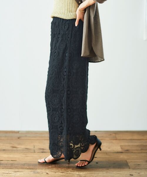 le.coeur blanc / ルクールブラン ロング・マキシ丈スカート | 《手洗い可能》カギ針レースウエストリブスカート | 詳細20