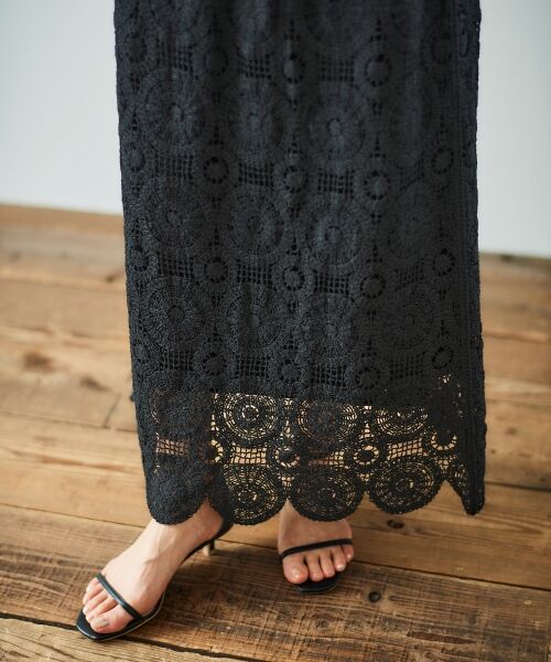 le.coeur blanc / ルクールブラン ロング・マキシ丈スカート | 《手洗い可能》カギ針レースウエストリブスカート | 詳細21