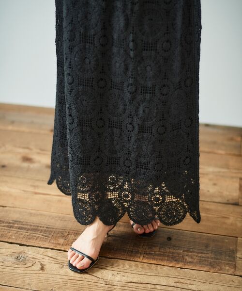 le.coeur blanc / ルクールブラン ロング・マキシ丈スカート | 《手洗い可能》カギ針レースウエストリブスカート | 詳細22