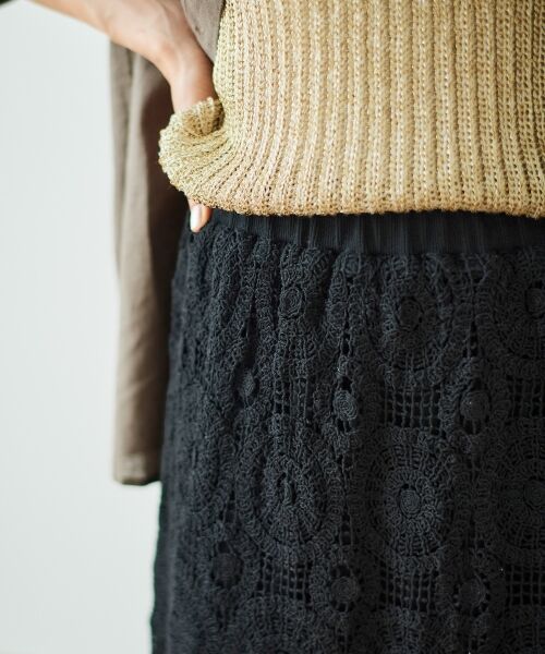 le.coeur blanc / ルクールブラン ロング・マキシ丈スカート | 《手洗い可能》カギ針レースウエストリブスカート | 詳細23