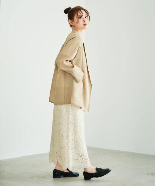 le.coeur blanc / ルクールブラン ロング・マキシ丈スカート | 《手洗い可能》カギ針レースウエストリブスカート | 詳細9