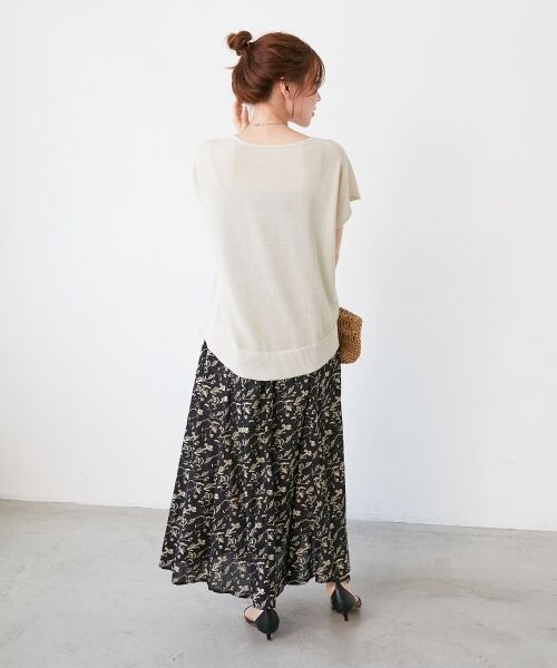 le.coeur blanc / ルクールブラン ロング・マキシ丈スカート | フラワーモチーフフレアスカート | 詳細10