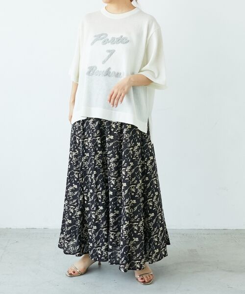 le.coeur blanc / ルクールブラン ロング・マキシ丈スカート | フラワーモチーフフレアスカート | 詳細3