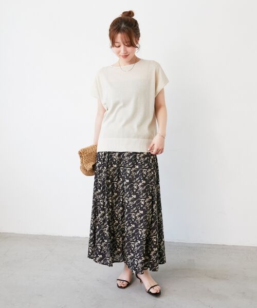 le.coeur blanc / ルクールブラン ロング・マキシ丈スカート | フラワーモチーフフレアスカート | 詳細7