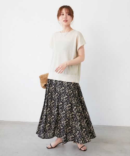 le.coeur blanc / ルクールブラン ロング・マキシ丈スカート | フラワーモチーフフレアスカート | 詳細8
