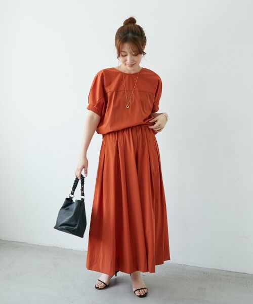 le.coeur blanc / ルクールブラン ロング・マキシ丈スカート | 《接触冷感》ナイロンストレッチタックギャザースカート | 詳細2