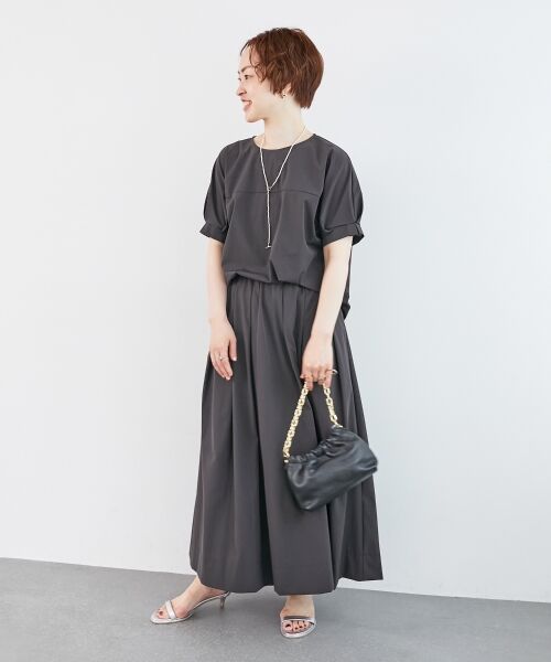 le.coeur blanc / ルクールブラン ロング・マキシ丈スカート | 《接触冷感》ナイロンストレッチタックギャザースカート | 詳細23